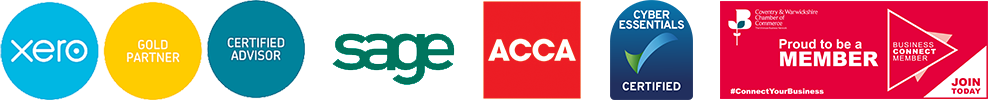 xero gold partner and certified advisor, sage, ACCA, Cyber Essentials and Coventry & Warwickshire Chamber of Commerce Member